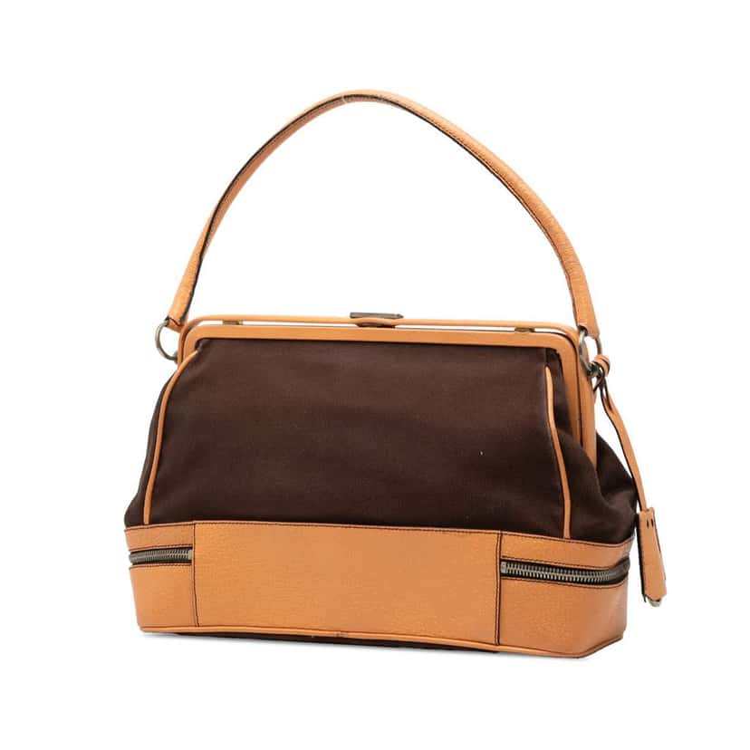 Prada Canvas Canapa Cerniera Frame Doctor Bag Brown Canvas Very good condition - Back View
