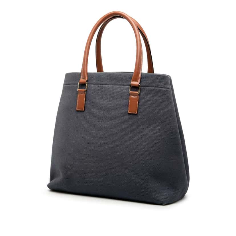 Celine Small Canvas Logo Print Horizontal Cabas Tote Grey Canvas Good condition - Back View