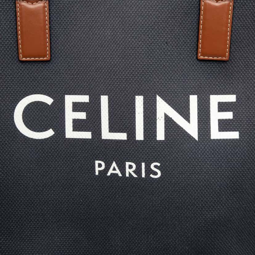Celine Small Canvas Logo Print Horizontal Cabas Tote Grey Canvas Good condition - Box View