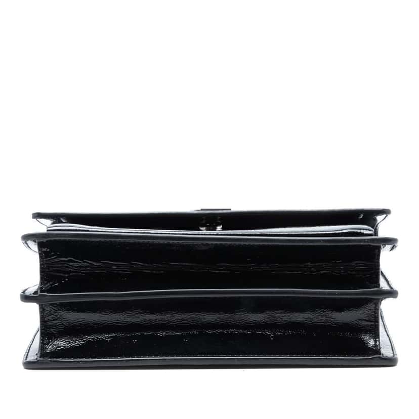 Saint Laurent Medium Textured Patent Monogram Sunset Crossbody Black Leather Good condition - Inside View