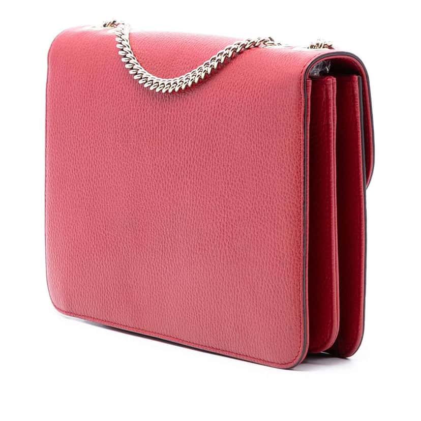 Gucci Medium Dollar Calfskin Interlocking G Crossbody Red Leather Very good condition - Back View