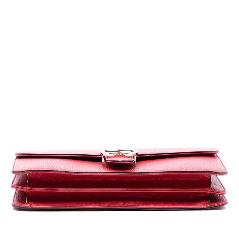 Gucci Medium Dollar Calfskin Interlocking G Crossbody Red Leather Very good condition - Inside View