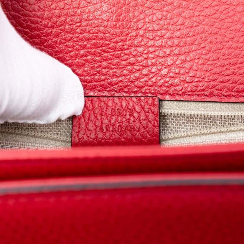 Gucci Medium Dollar Calfskin Interlocking G Crossbody Red Leather Very good condition - Box View