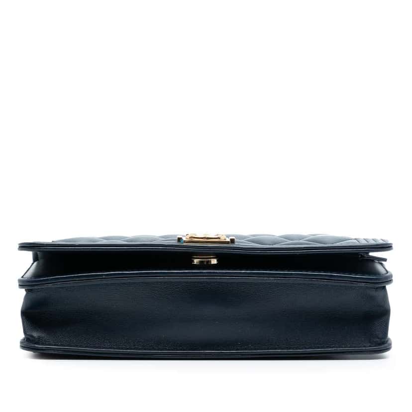 Chanel Quilted Lambskin Boy Wallet On Chain Blue Leather Very good condition - Inside View