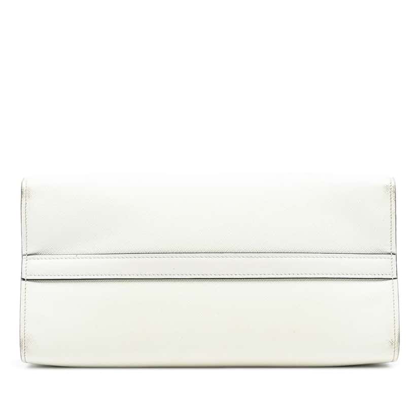 Prada City Calf Trimmed Saffiano Greche Paradigme Bag White Leather Very good condition - Inside View