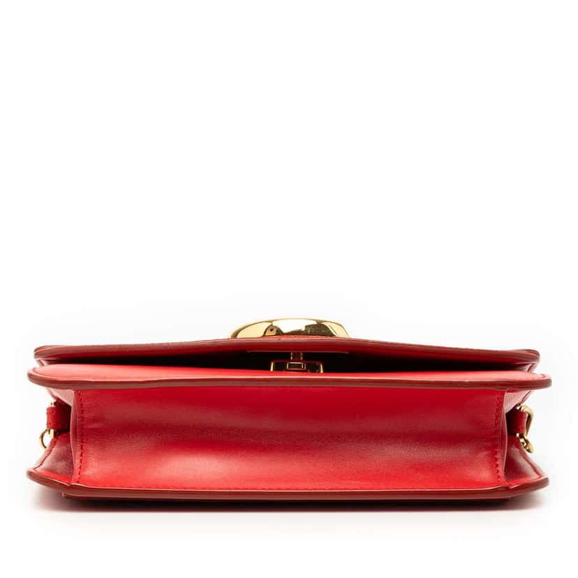 Salvatore Ferragamo Small Calfskin and Suede C Clutch With Chain Red Leather Very good condition - Inside View