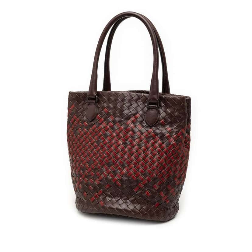 Bottega Veneta Bicolor Nappa Intrecciato Bucket Bag Brown Leather Very good condition - Back View