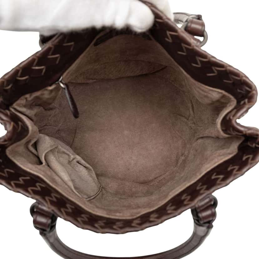 Bottega Veneta Bicolor Nappa Intrecciato Bucket Bag Brown Leather Very good condition - Model View