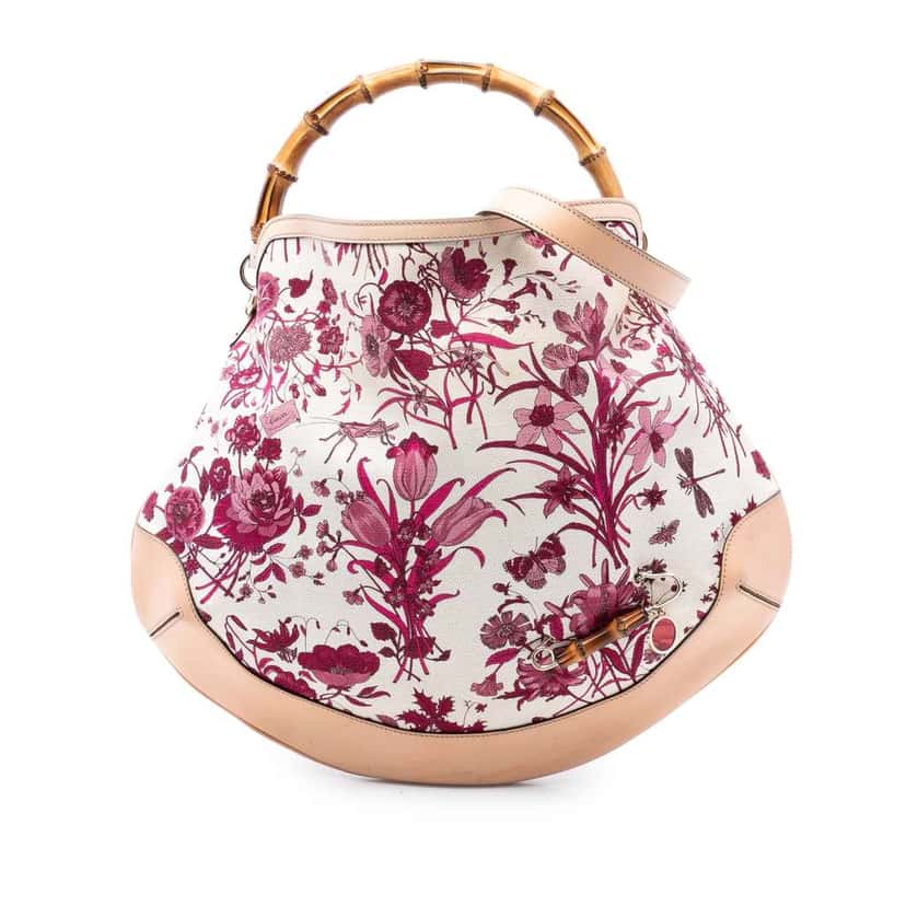 Gucci Canvas Floral Peggy Bamboo Hobo Brown Canvas Very good condition - Front View