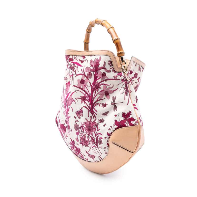 Gucci Canvas Floral Peggy Bamboo Hobo Brown Canvas Very good condition - Back View