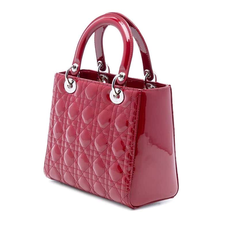 Dior Medium Patent Cannage Lady Dior Red Leather Good condition - Back View