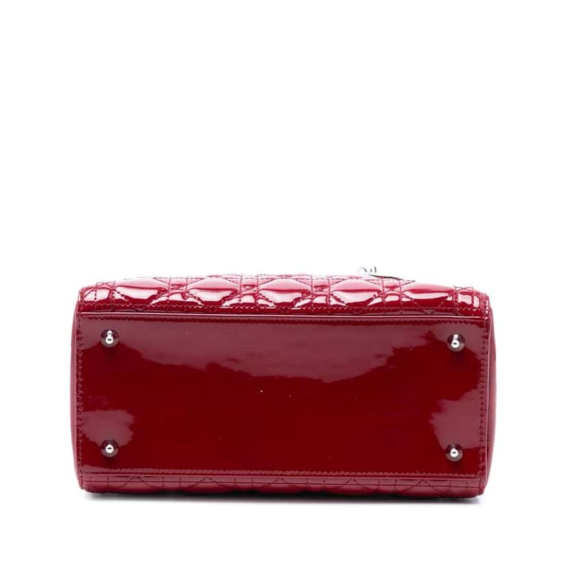 Dior Medium Patent Cannage Lady Dior Red Leather Good condition - Inside View