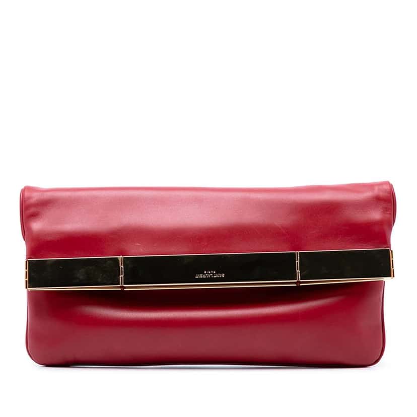 Saint Laurent Smooth Calfskin Courtney Flap Clutch Red Leather Good condition - Front View