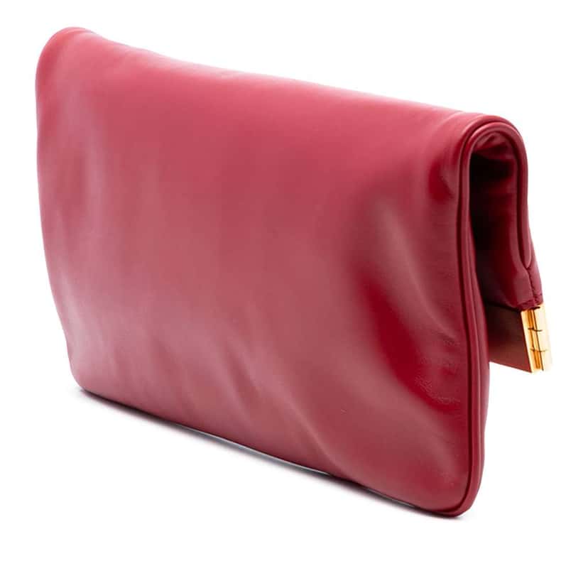 Saint Laurent Smooth Calfskin Courtney Flap Clutch Red Leather Good condition - Back View