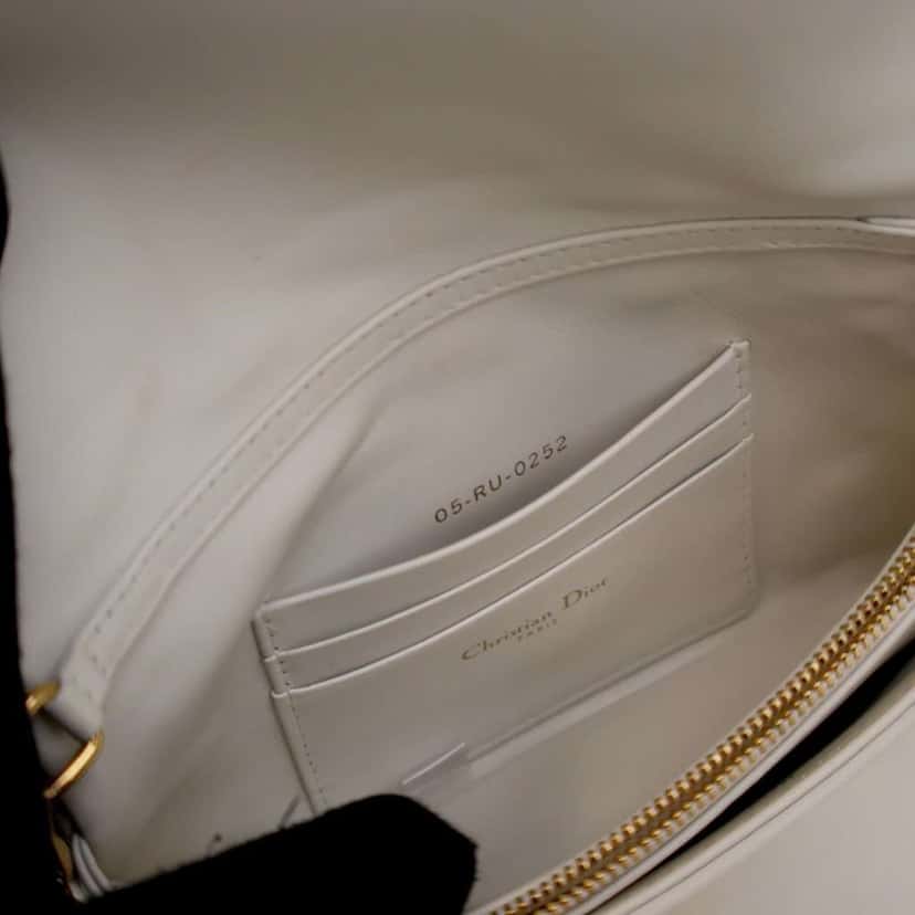 Dior Mini Lambskin Macrocannage Lucky Star Studded Caro Crossbody White Leather Good condition - Model View