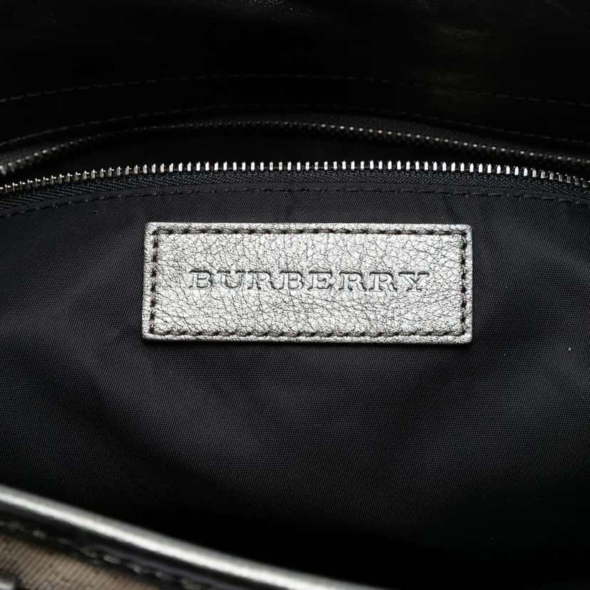 Burberry Glitter Smoke Check Canvas Check Satchel Silver Canvas Very good condition - Box View