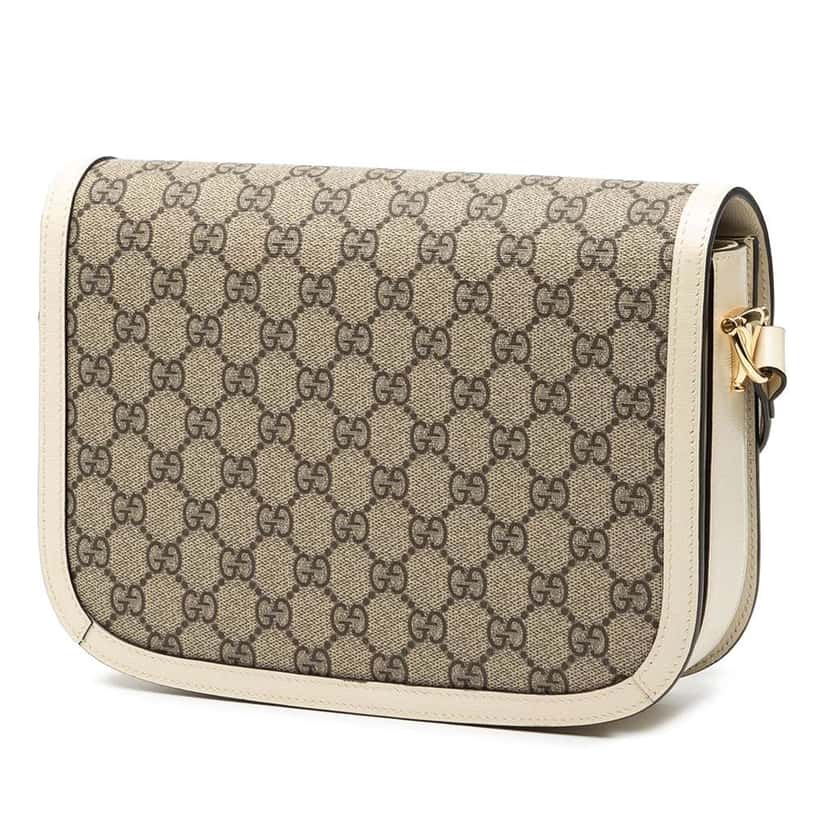 Gucci Medium GG Supreme Horsebit 1955 Shoulder Bag Brown Canvas Good condition - Back View