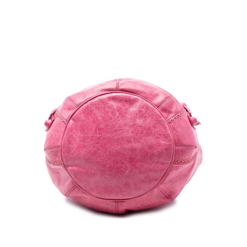 Balenciaga Lambskin Motocross Giant Brogues Pompon Bucket Bag Pink Leather Very good condition - Inside View