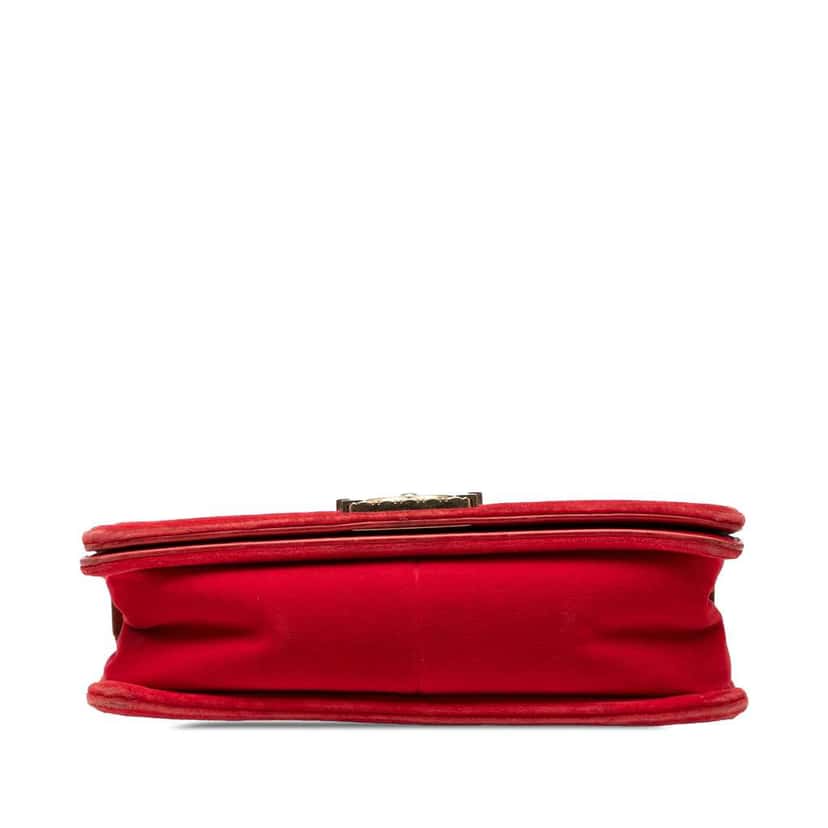 Chanel Old Medium Quilted Tweed and Velvet Boy Flap Red Velvet Very good condition - Inside View