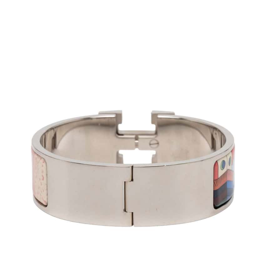 Hermès Wide Enamel Cosmographia Universalis Clic Clac H Bracelet PM Blue Very good condition - Inside View