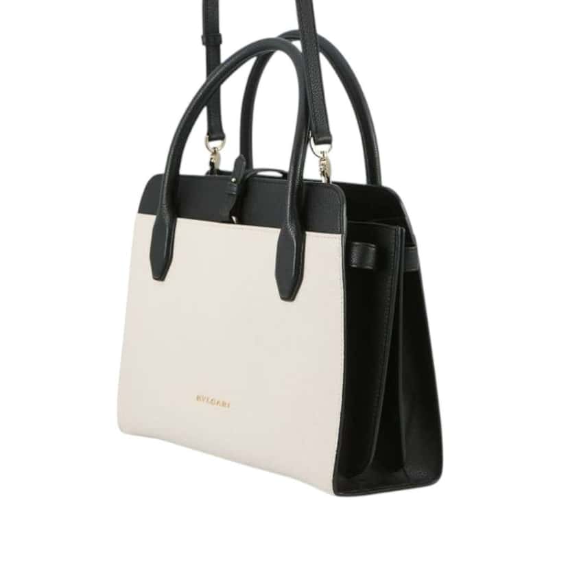 Bvlgari Leather Alba Satchel White Leather Good condition - Back View