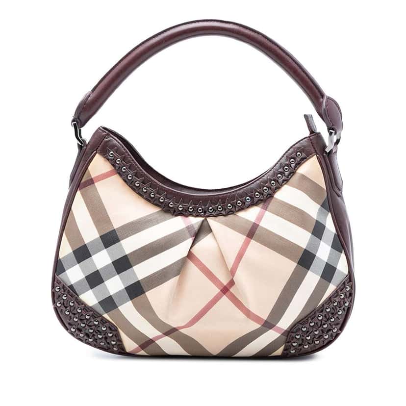 Burberry Supernova Check Coated Canvas Star Studded Hernville Hobo Brown Canvas Very good condition - Front View
