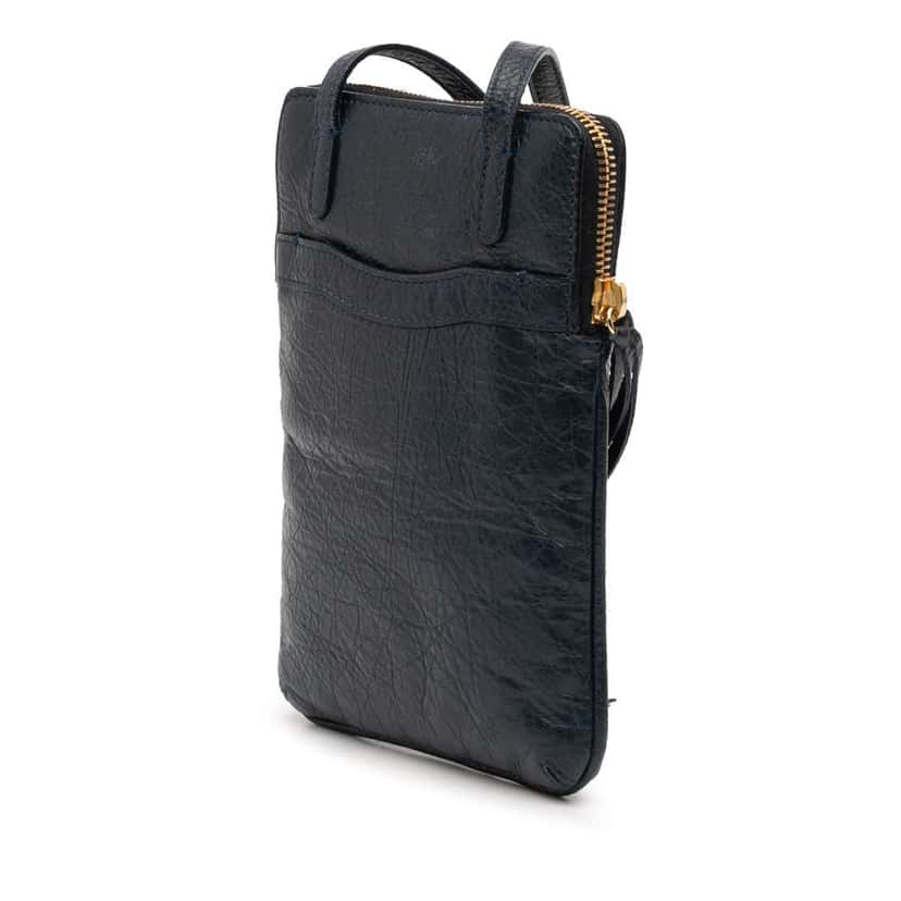 Balenciaga Lambskin Motocross Classic Phone Holder Bag Blue Leather Very good condition - Back View