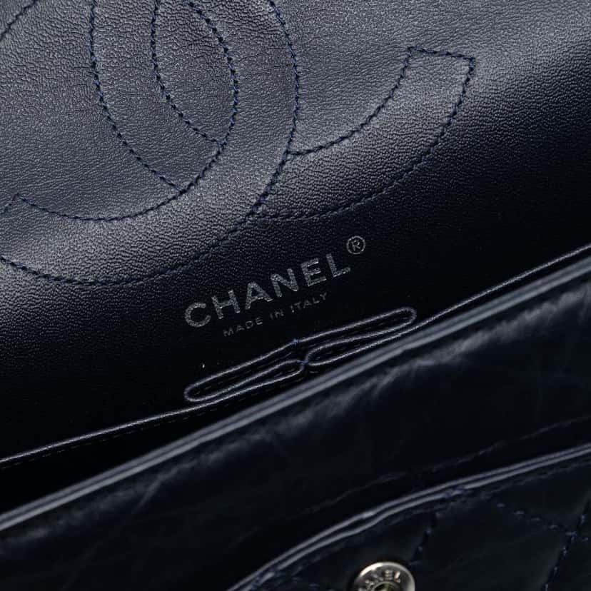 Chanel Quilted Aged Calfskin Reissue 2.55 Double Flap 226 Blue Leather Good condition - Box View