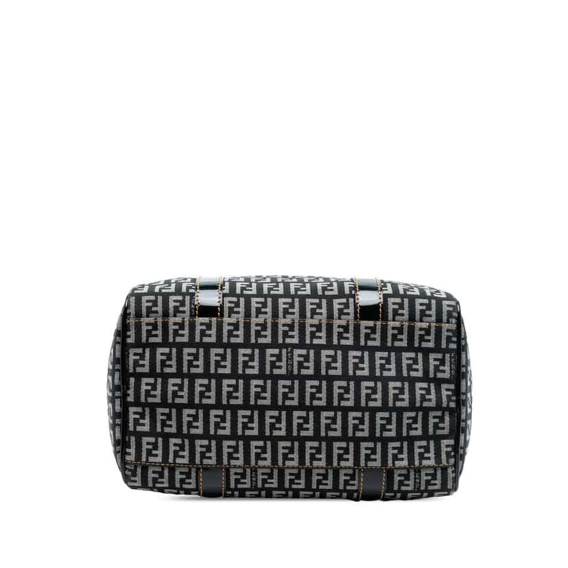 Fendi Small Zucchino Canvas Forever Bauletto Boston Bag Black Canvas Good condition - Inside View