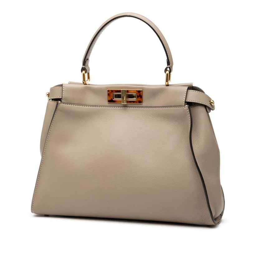 Fendi Medium Leather Selleria Peekaboo Iconic Satchel Brown Leather Good condition - Back View