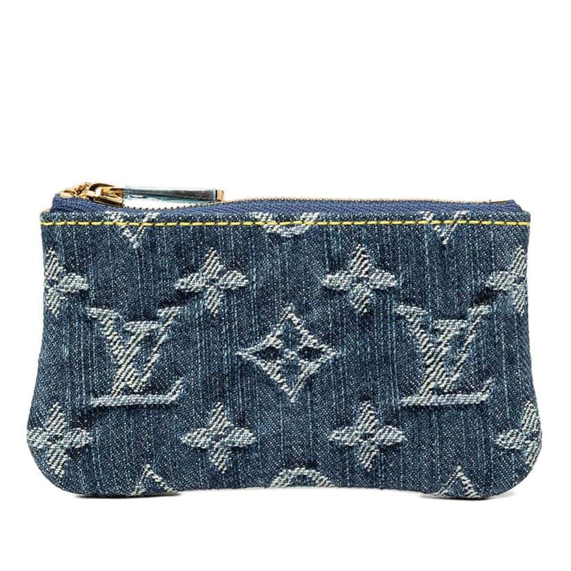 Louis Vuitton Monogram Denim Key Pouch Blue Denim Good condition - Front View