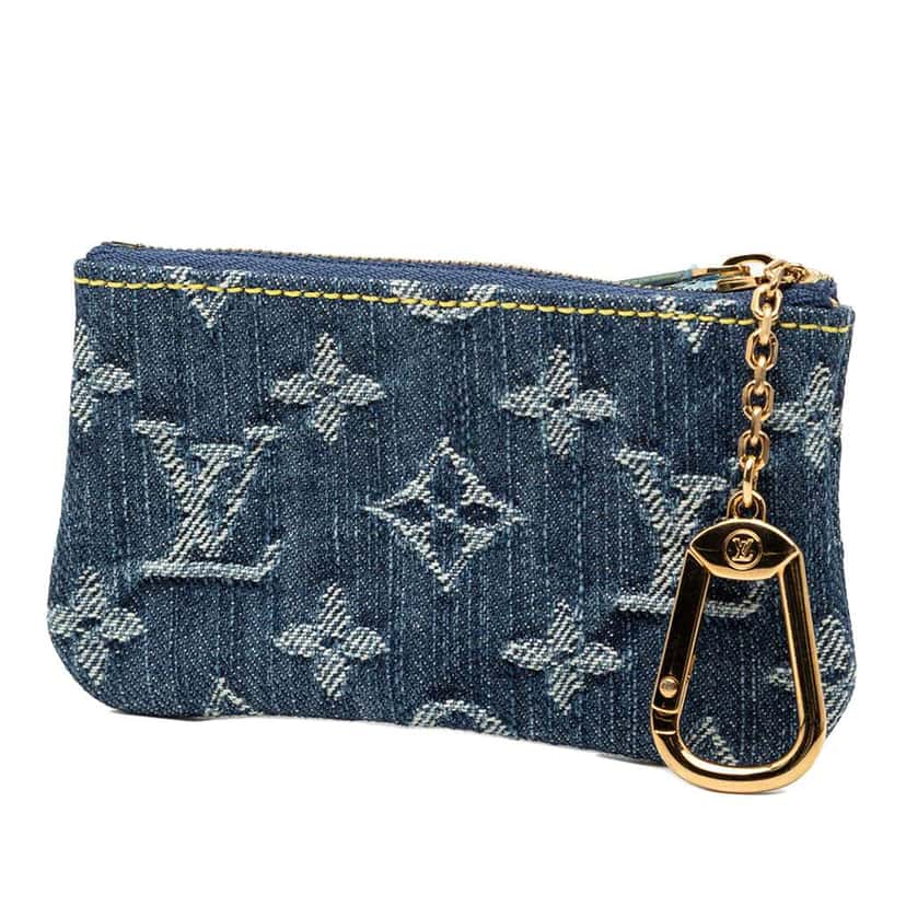 Louis Vuitton Monogram Denim Key Pouch Blue Denim Good condition - Back View