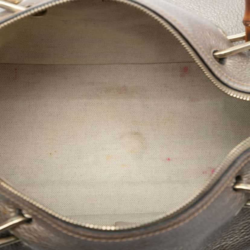 Gucci Medium Calfskin Bamboo Shopper Boston Bag Gold Leather Very good condition - Model View