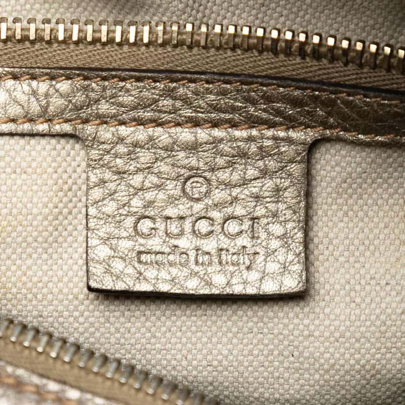 Gucci Medium Calfskin Bamboo Shopper Boston Bag Gold Leather Very good condition - Box View
