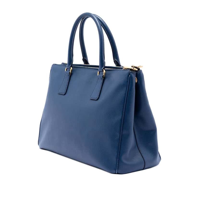 Prada Medium Saffiano Lux Galleria Double Zip Satchel Blue Leather Very good condition - Back View