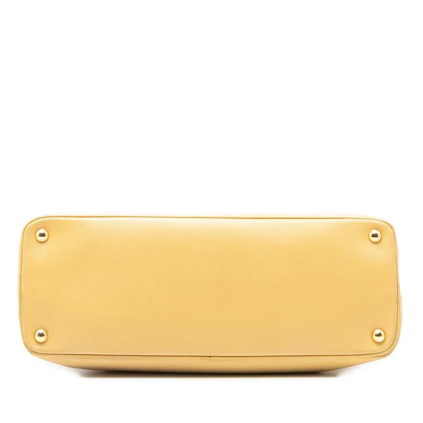 Prada Large Saffiano Lux Promenade Satchel Yellow Leather Good condition - Inside View