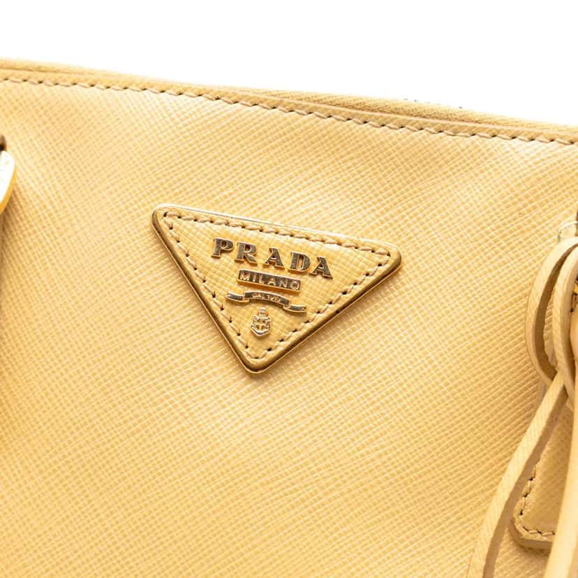 Prada Large Saffiano Lux Promenade Satchel Yellow Leather Good condition - Box View