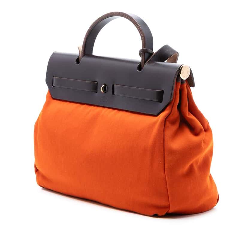 Hermès Toile Herbag Zip 31 Orange Canvas Good condition - Back View