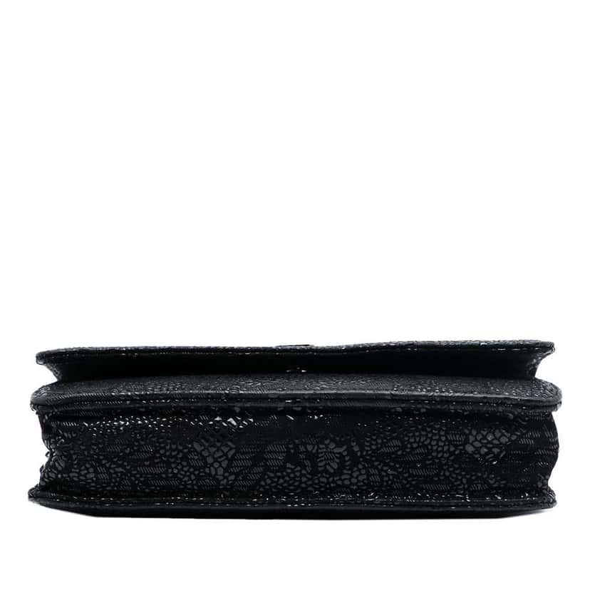 Chanel CC Lace Overlay Goatskin Wallet On Chain Black Leather Good condition - Inside View