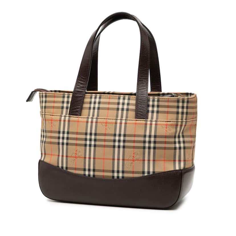 Burberry Haymarket Check Canvas Tote Brown Canvas Good condition - Back View