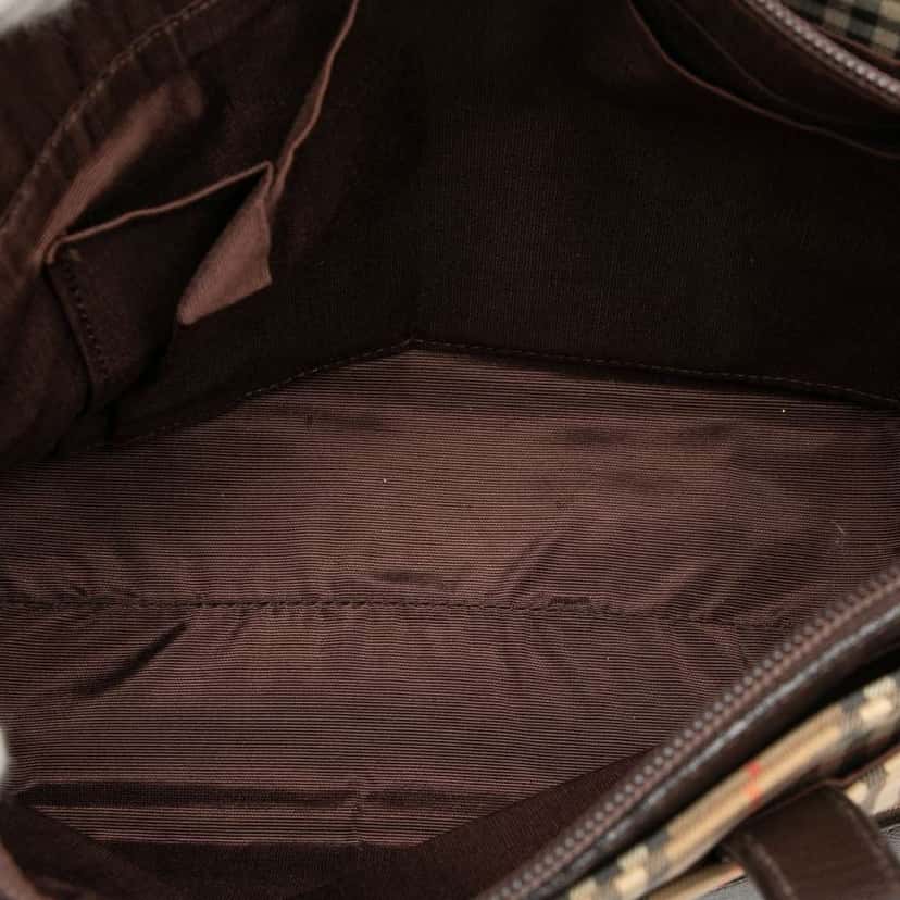Burberry Haymarket Check Canvas Tote Brown Canvas Good condition - Model View