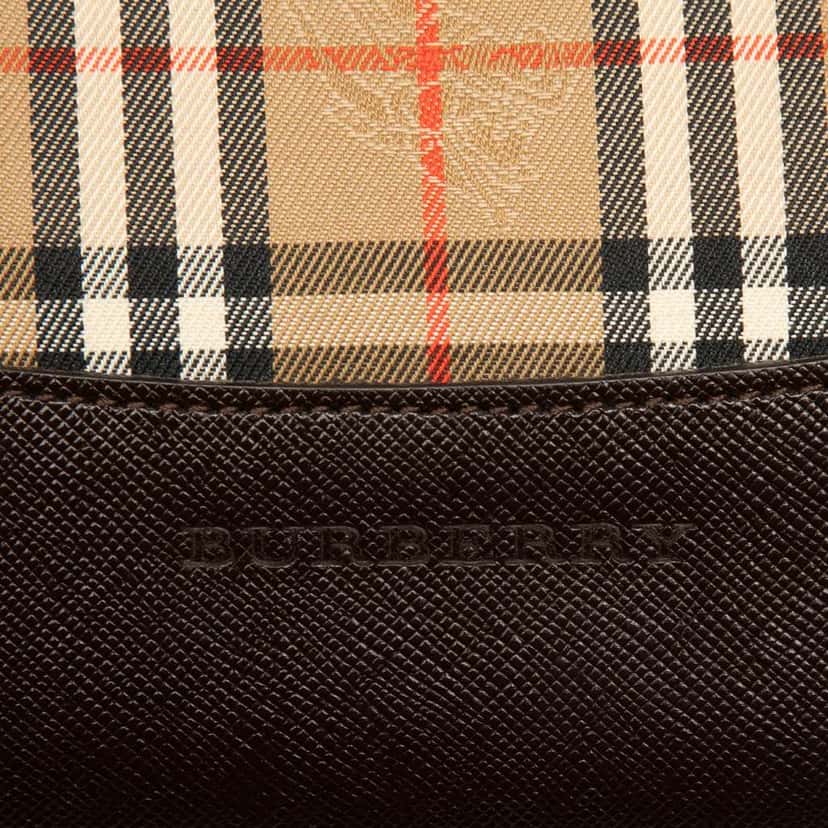 Burberry Haymarket Check Canvas Tote Brown Canvas Good condition - Box View