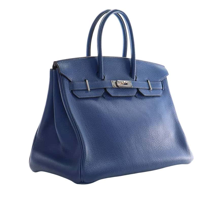 Hermès Togo Birkin Retourne 35 Blue Leather Good condition - Back View