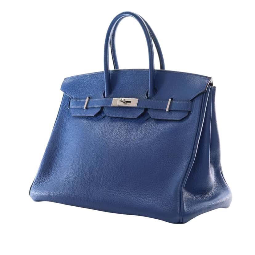 Hermès Togo Birkin Retourne 35 Blue Leather Good condition - Inside View