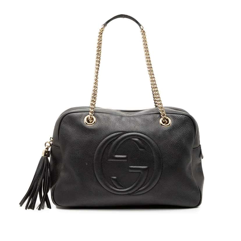 Gucci Leather Soho Chain Shoulder Bag Black Leather Good condition - Front View