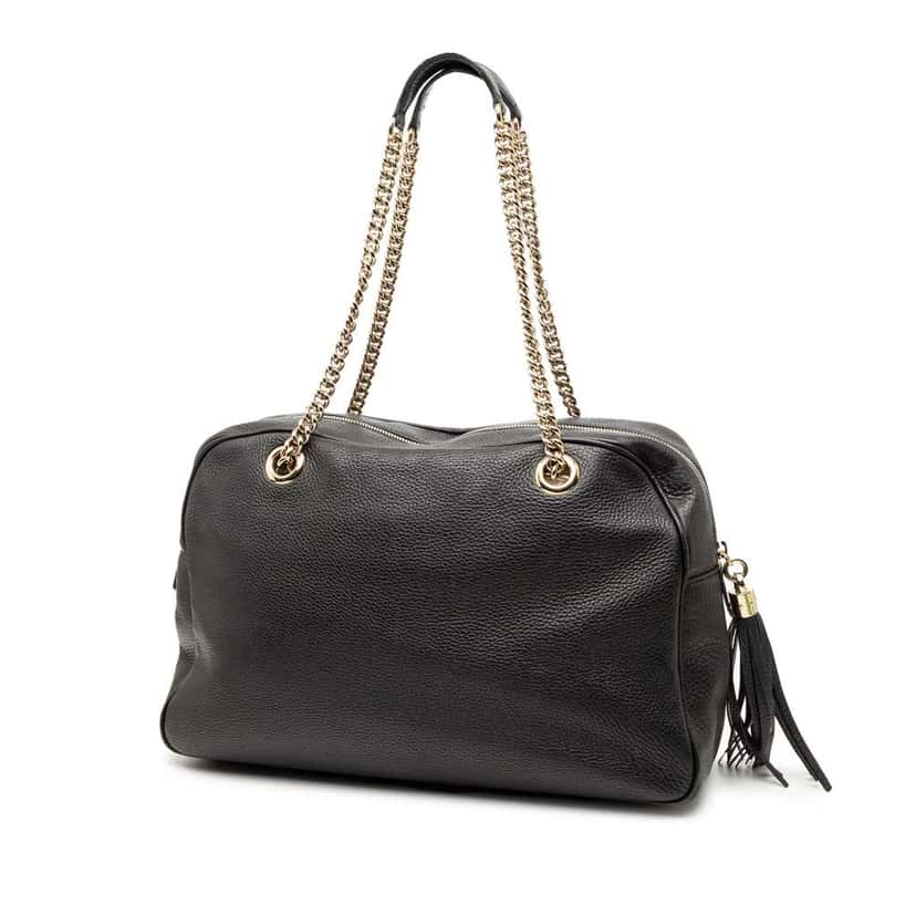 Gucci Leather Soho Chain Shoulder Bag Black Leather Good condition - Back View