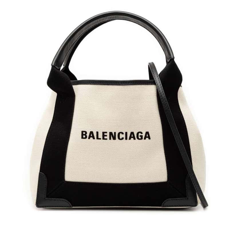 Balenciaga Canvas Navy Cabas XS White Canvas Good condition - Front View