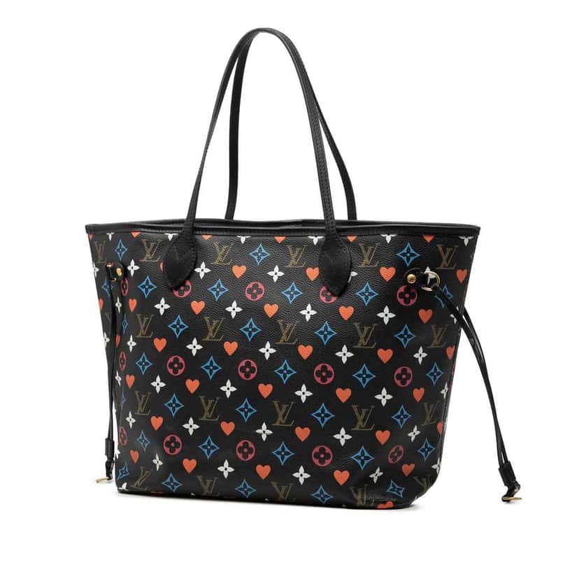 Louis Vuitton Monogram Game On Neverfull MM Black Canvas Very good condition - Back View