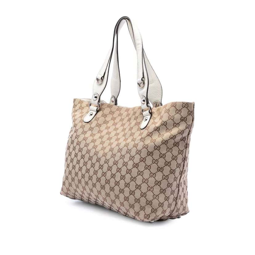 Gucci Medium GG Canvas Icon Bit Tote Brown Canvas Good condition - Back View