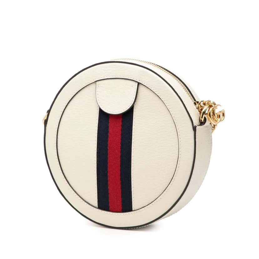 Gucci Mini Leather Ophidia Round Crossbody White Leather Very good condition - Back View